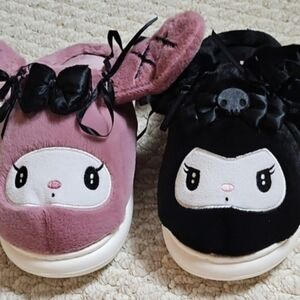 Sanrio My Melody & Kuromi Pink and Black Missmatch With Moveable Ears Slippers